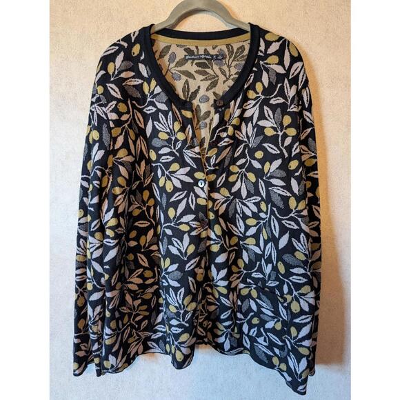 Gudrun Sjoden Sweaters - GUDRUN SJODEN Citro black gray lemon cardigan sz XL